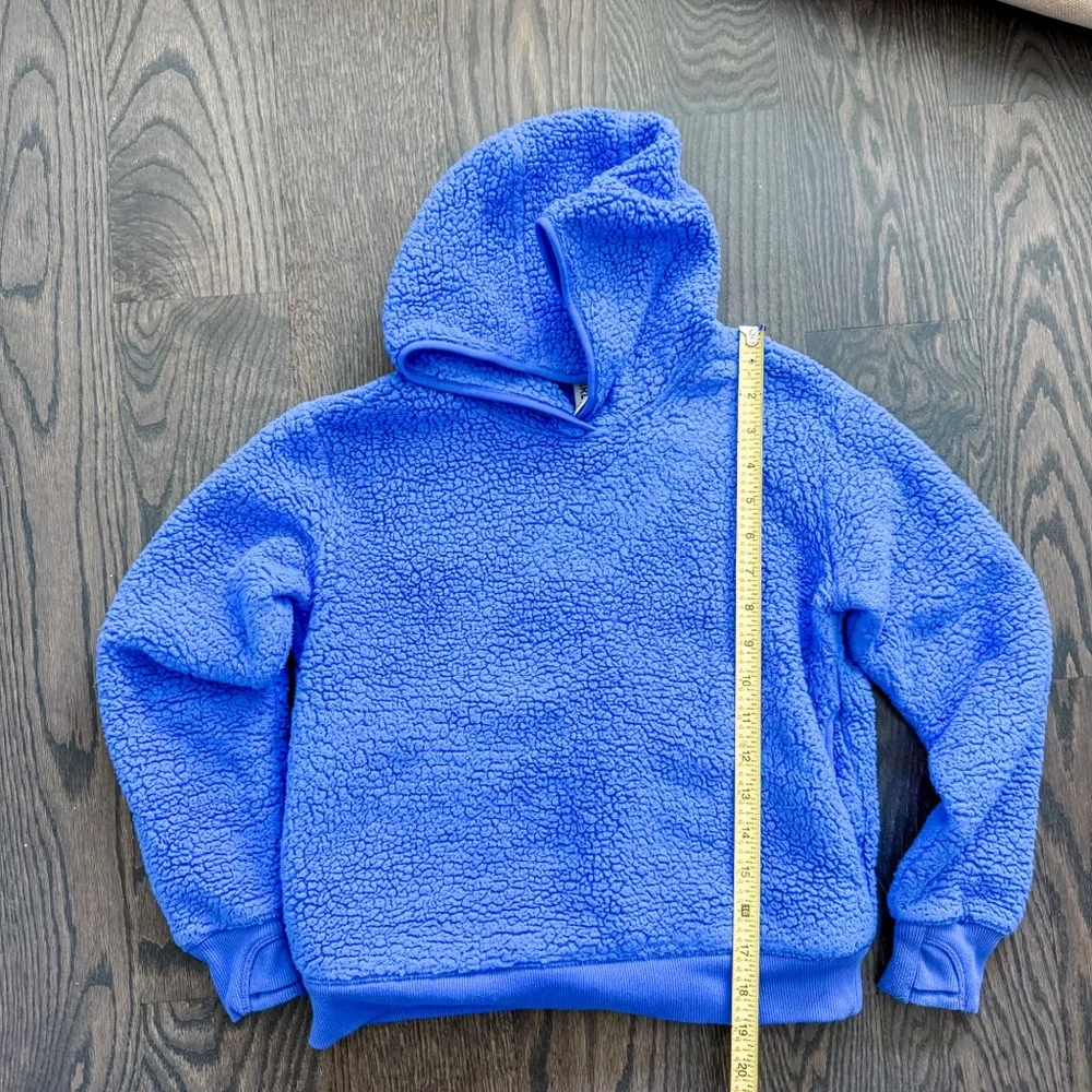Athleta Girl So Snug Sherpa Hoodie size M (8-10) blue / purple / periwinkle - Picture 2 of 6